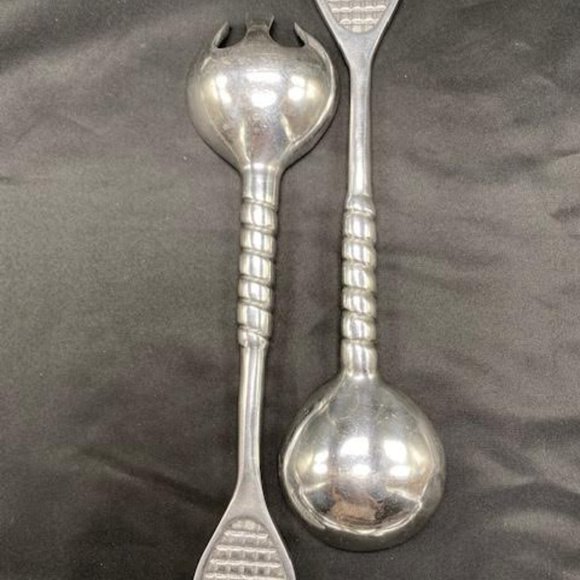 Set of Salad Servers with a Tennis Theme Handles, 13" - Picture 4 of 5